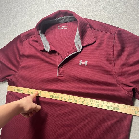 Under Armour Shirt Mens 2XL Red Polo Loose Heatgear Golf Stretch Performance - Picture 3 of 9